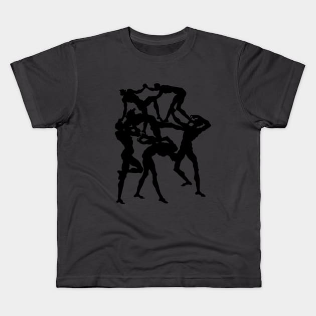 Six Acrobats Kids T-Shirt by Rough-Cut Head